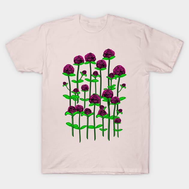 Globe amaranth flowers T-Shirt by CindyS